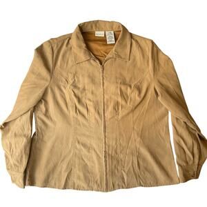 White Stag Women Jacket size XL (16/18) Faux Suede Full Zip Classic Natural Tan